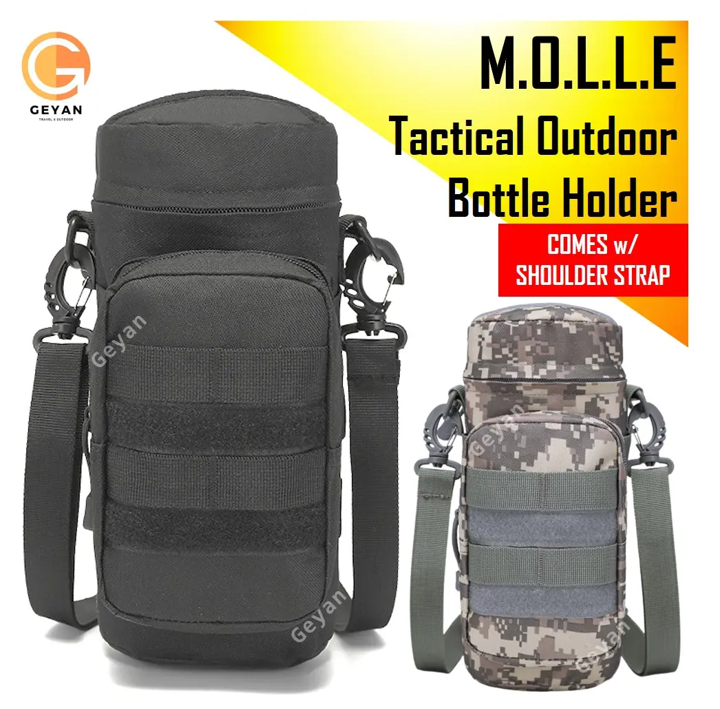 🔰SG SELLER🔰 MOLLE Water Bottle Pouch Tactical Kettle Bag Outdoor Portable Drink Holder Carrier Hiking Fishing Camping