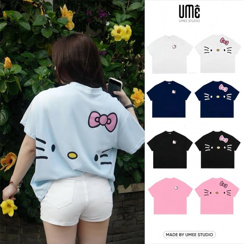 Áo Thun Big Boxy Local Brand UME Form Rộng Tay Ngắn Cotton Cổ Tròn Nam Nữ Cartoon Hoạt Hình " MÈO HELLO KITTY " Menswear Kem Unisex Hot Trend