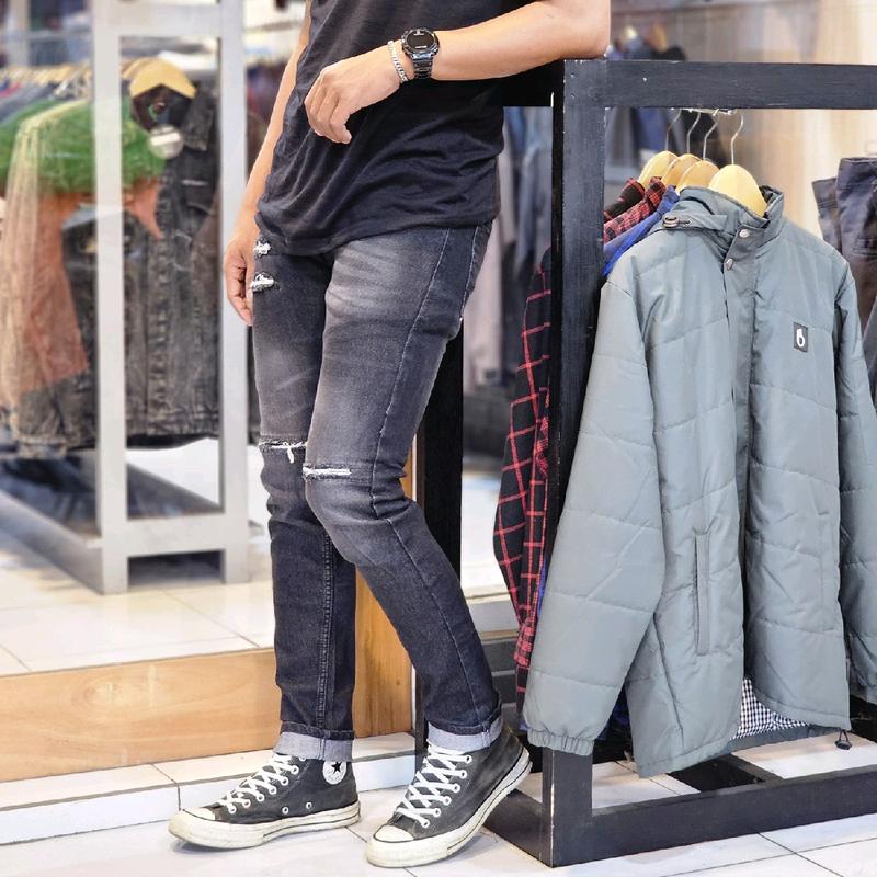 mydie-cekana jeans panjang pria sobek balck jas sobek/celana jeans pria slimfit Melar 3