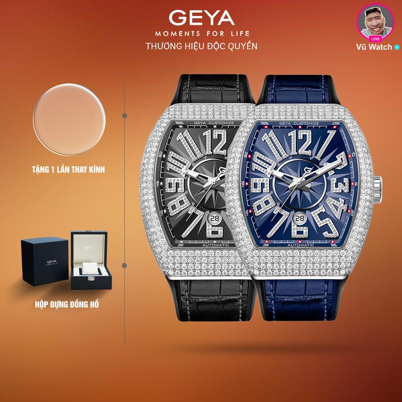  Đồng hồ cơ nam GEYA G78098  4850  Thần Mặt Trời | Tặng hộp đựng 1 lần thay kính miễn phí 