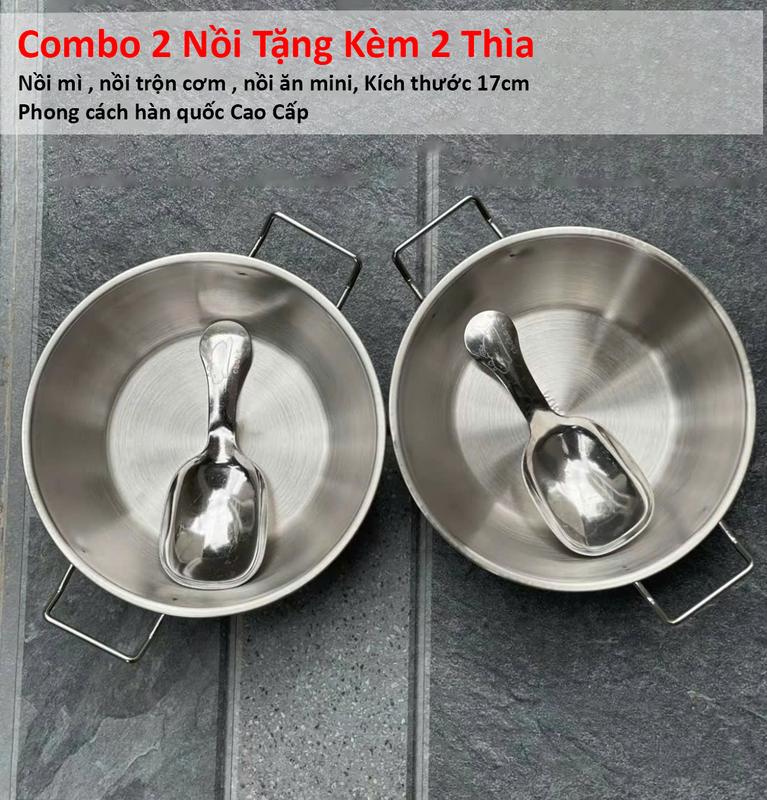 Combo 2 Nồi Mì 17cm Nấu Được Bếp Từ, Bếp Hồng Ngoại, Bếp Gas, Nồi Trộn Cơm,Ngũ…