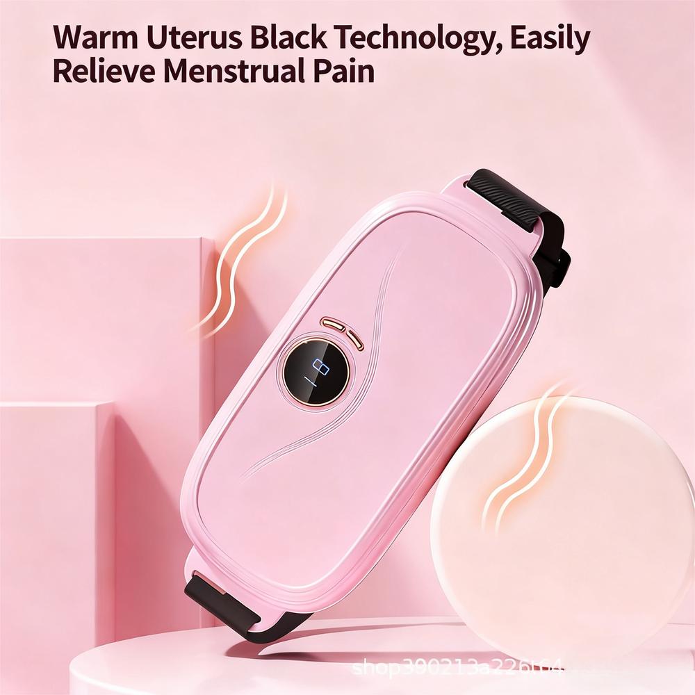 Smart Sabuk Pijat Penghangat Menstruasi Kompres Hangat Haid Portabel 3 Suhu 4 Mode Getaran Baterai 1200mAh Untuk Kram Dan Nyeri Haid - Merah Muda