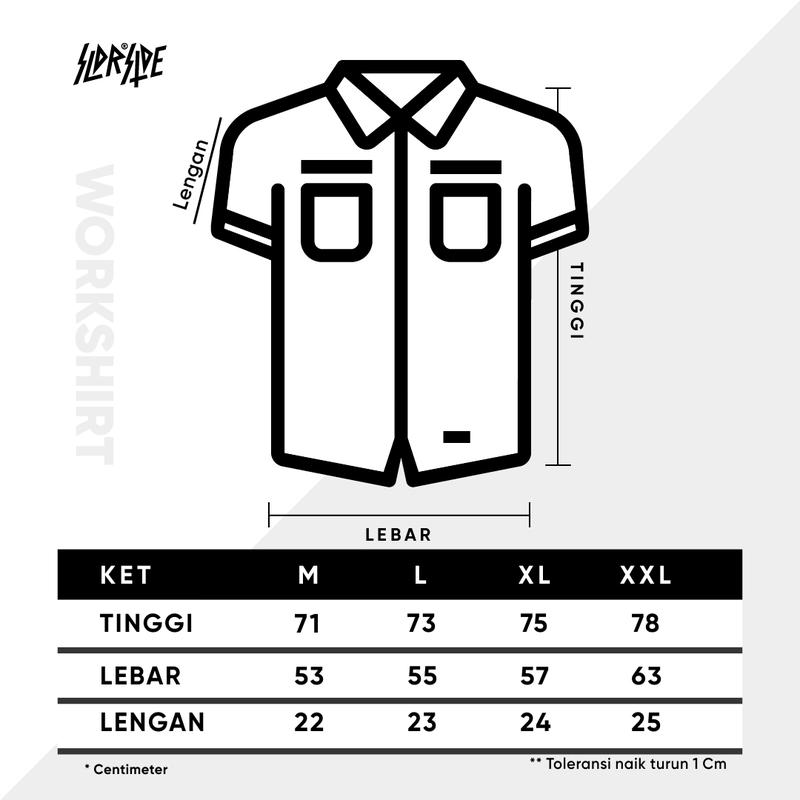 Product Introduction of Soldierside Familia Workshirt "TheCREW" Hitam Bordir Putih-Hitam WS197 Kancing Simple kemeja pria  skena 0