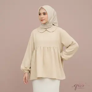By Qiss Fashion Yura Blouse Crincle Airflow Premium - Atasan Wanita Ala Style Korea Simple Anggun & Nyaman