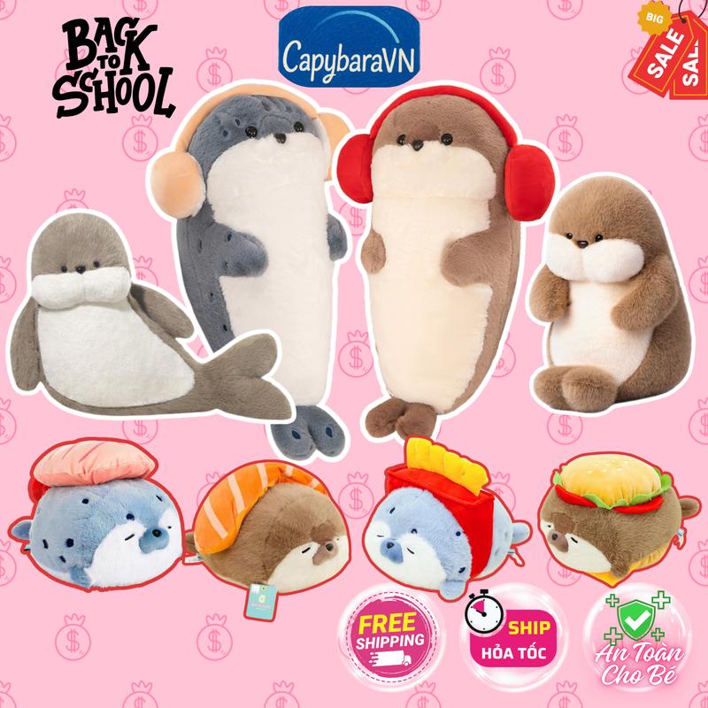 Gấu Bông Hải Cẩu & Rái Cá Nhồi Bông Đáng Yêu, Gối ôm Thú Nhồi Bông Hải Cẩu size lớn, Quà Tặng dễ thương Thú Bông Toy Đồ Chơi gấu  bông  rái  cá