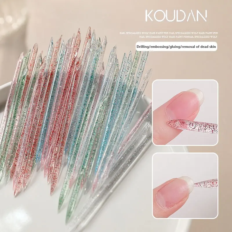 Nail Remover Manicure Tools Nails Care Reusable Crystal Stick Cuticle Pusher Cuticle Pedicure Care 50pcs KOUDAN