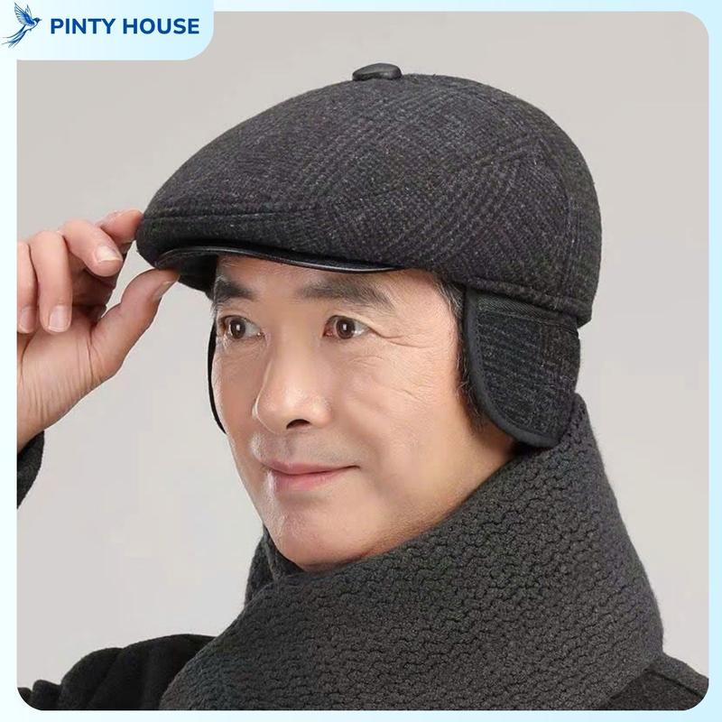  Mũ Nồi Dạ Nam Trung Niên Cao Cấp - Nón Beret Mỏ Vịt Thu Đông Có Tai Che Giữ Ấm Dày Dặn Thiết Kế Tai Cụp Gập Gọn Chống Gió Lạnh -  Làm Quà Tặng Ý Nghĩa Cho Bố Và Ông 