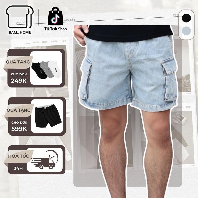 [COMBO GIÁ HỜI] Quần short jean nam ASH CARGO BAMI HOME, chất liệu jeans cotton mềm mại, lưng thun co giãn QJ10