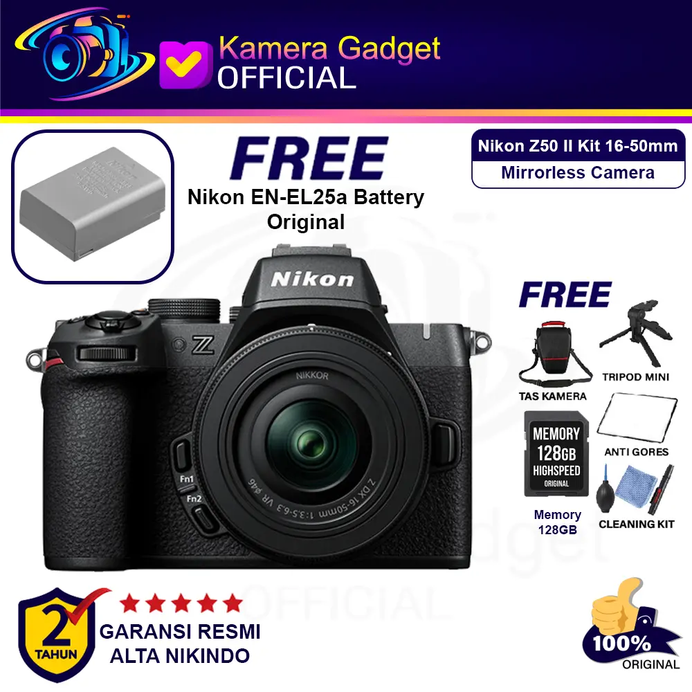 Nikon Z50 II Kit 16-50mm f3.5-6.3 / Body Only Mirrorless Camera Nikon Z50 Mark II Nikon Z50II Original Resmi