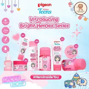 Pigeon Teens BRIGHT HEROES SERIES Skincare SET Paket Mencerahkan Wajah Remaja Niacinamide Infused