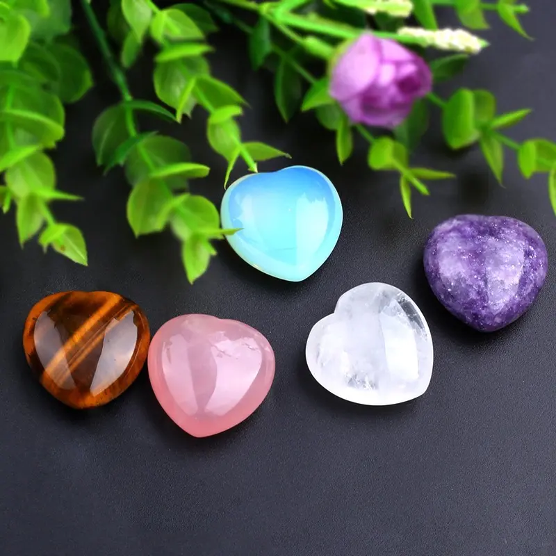 Pure natural material crystal carving piece mini heart 3