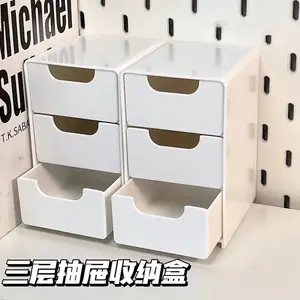 clashop- Laci Susun 3 Mini 3 Layer Drawer Dekstop Mini Storage Rak 3 Laci Box Laci Mini Laci Korea