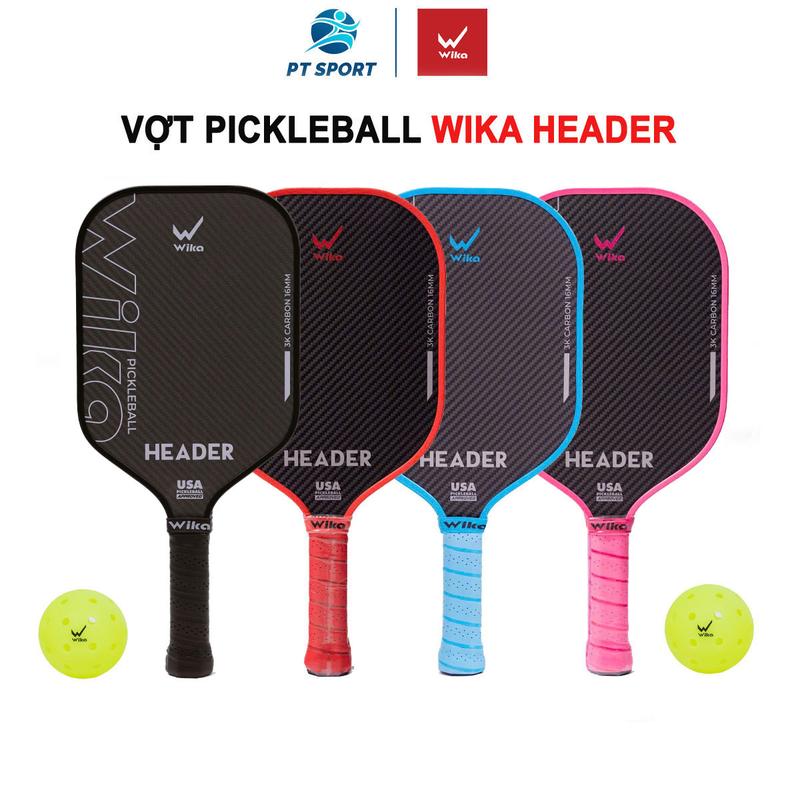 Vợt Pickleball Wika Header Chính Hãng [Tặng Bóng + Quấn Cán]  Chất Liệu Full Carbon 3K Siêu bền, Siêu Nhẹ Phù Hợp Nam Nữ Sport Cán Vợt Thể Dục