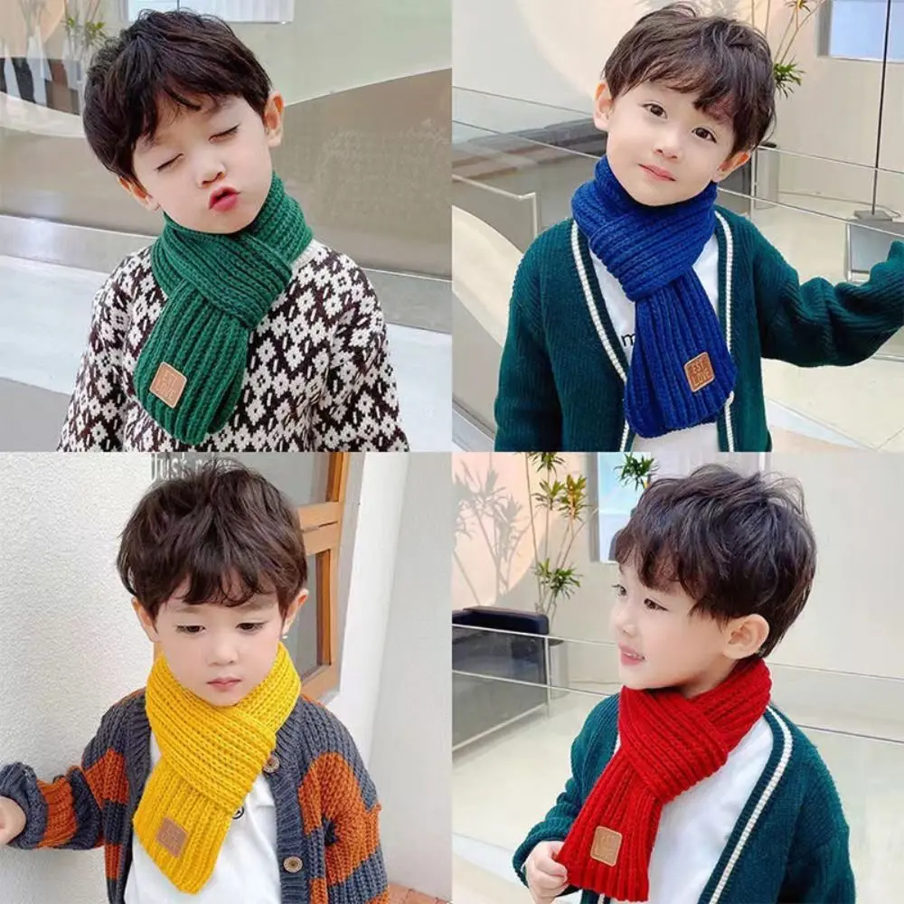 Fashion Warm Kids Scarf Thick Soft Neck Warmer Winter Cute Knitted Scarf Baby Boys Girls