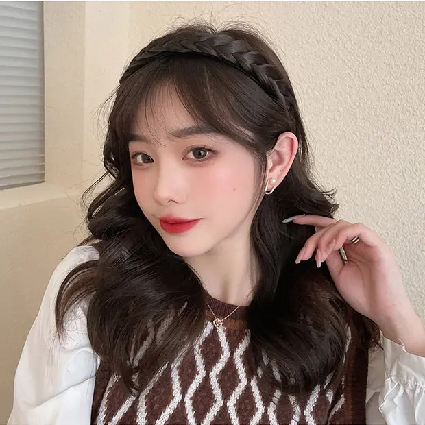 Băng Đô Bện Tóc Giả Rộng Vành, Hàng Mới Về, Bện Xương Cá, Băng Đô Tóc Giả Mở Rộng, Bện Rộng Dày, Băng Đô Xoắn 5