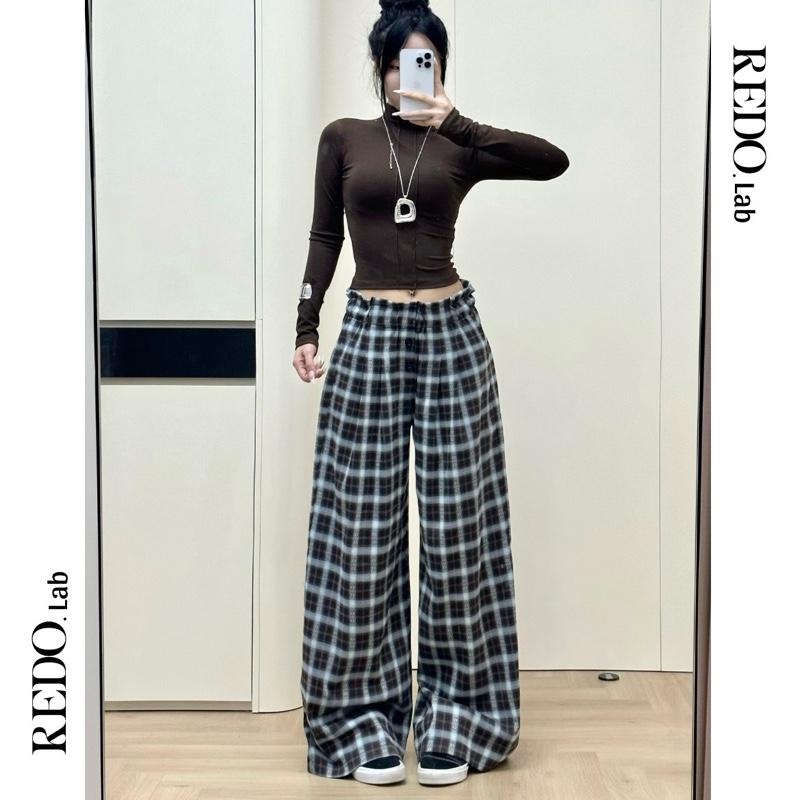  | Mở bán REDO | QUẦN DÀI NỮ KẺ CARO THIẾT KẾ BASIC DÁNG SUÔNG RỘNG LƯNG BO CHUN XẾP NẾP TẠO ĐIỂM NHẤN MỀM MẠI DỄ MẶC 