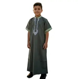 Jubah gamis Muslim Katun anak laki laki lengan pendek Motif bordir tk sd smp al muttaqin collection