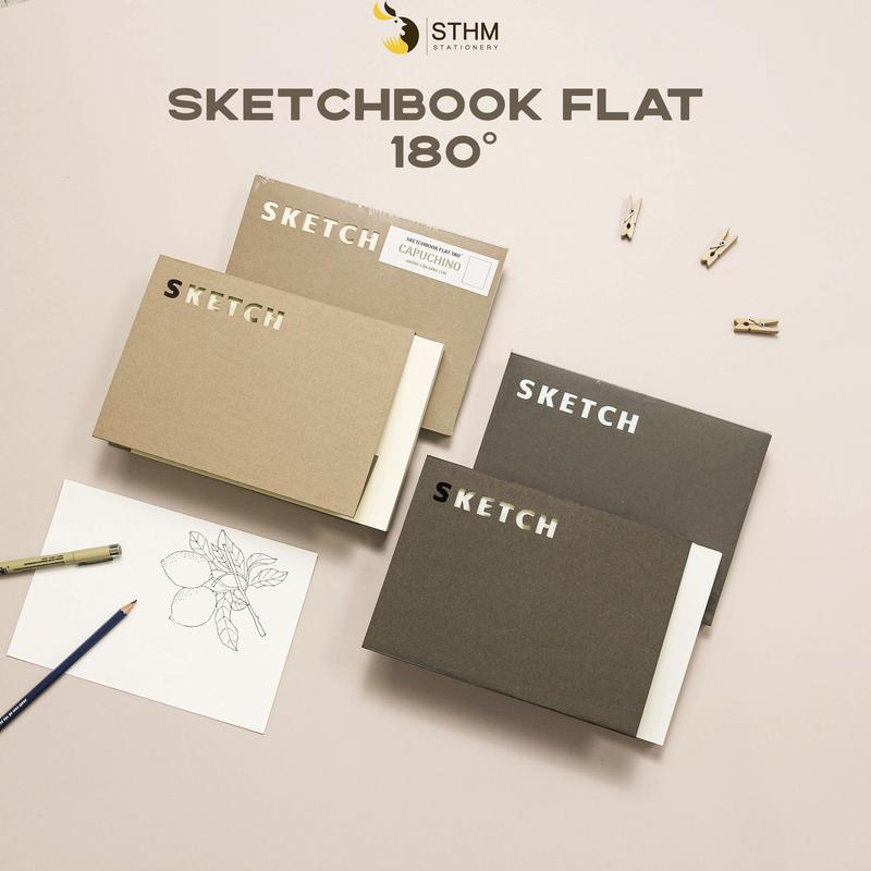 [STHM stationery] - Sketchbook cấn răng cưa, mở flat 180 - 160 trang kem 130gsm - Sổ tay vẽ chì, vẽ artline, vẽ màu nước
