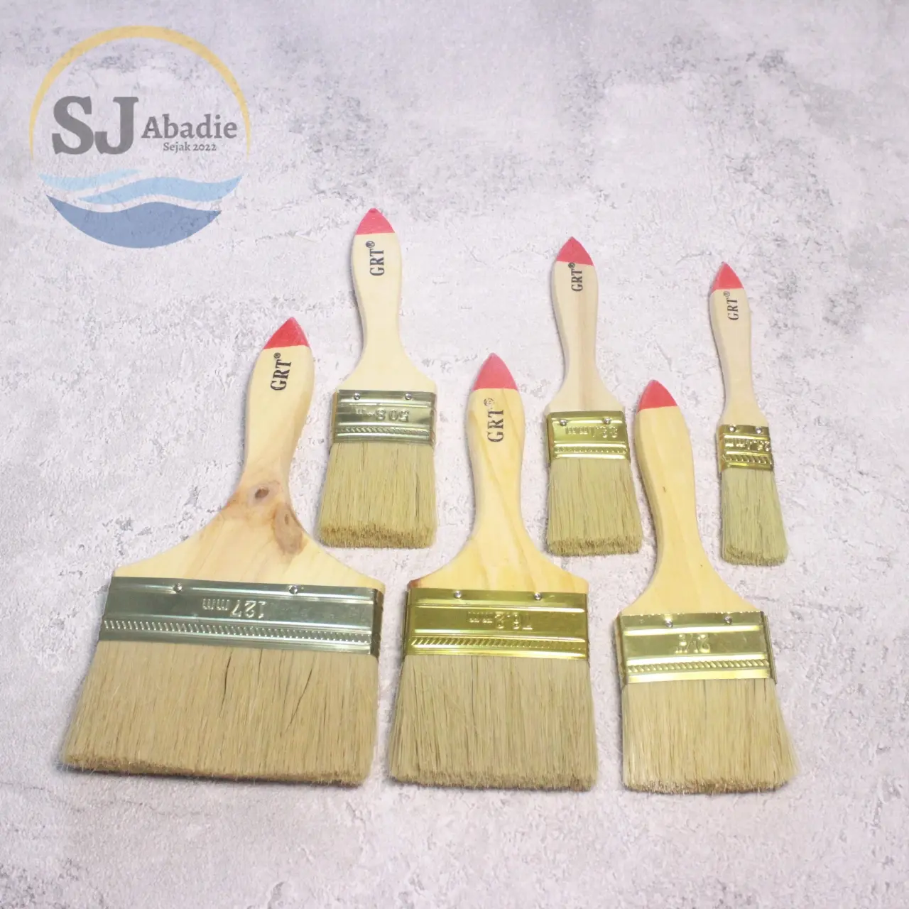 GRT Kuas Cat Tembok Dinding Gagang Kayu 1 - 5 Inch | SJ ABADIE |