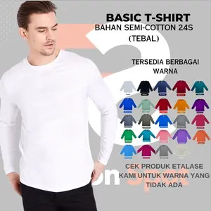 [Langsung Dari Pabrik] Kaos Polos Lengan Panjang Semi-Cotton 24s Premium Reguler Fit Dewasa