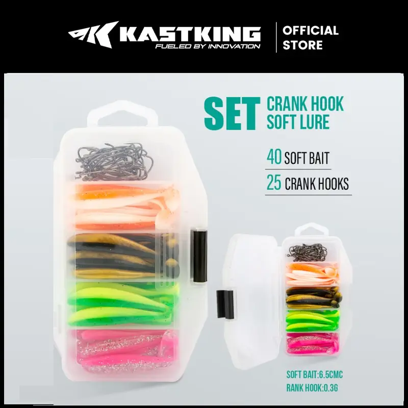 KASTKING Umpan Soft Lure 1 Set Box Umpan Pacning Paddle T Tail Kotak Minow Spoon Soft Frog Fake Bait Soft Bait Fishing Lure Umpan Pancing Umpan Lembut SET BOX 10 soft lure Free Bait Box 2 Curved Hooks (2pcsx1.8g 7cm) #Ikan Pancing 2