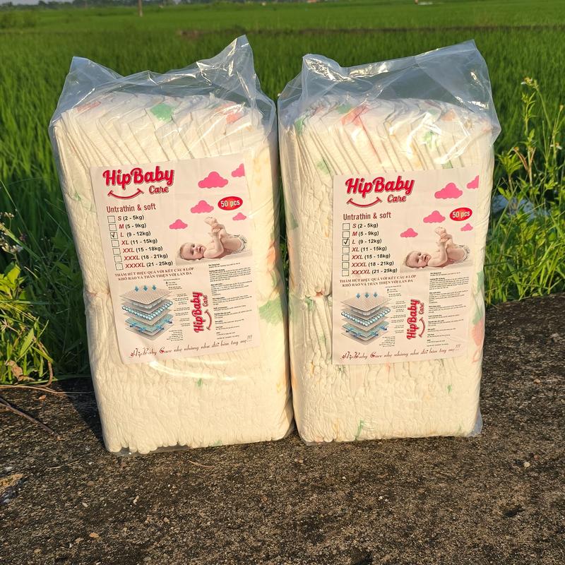 Tã dán combo 100 miếng ta  Hipbaby care cho bé , bỉm mỏng lõi 5D thấm hút tốt