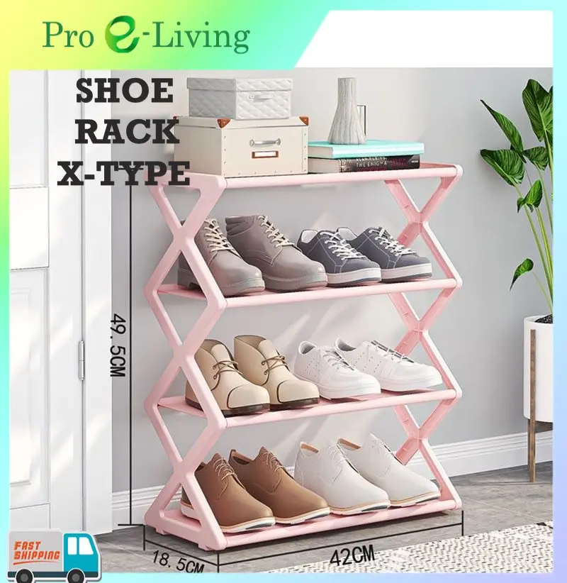 Multifunction Multi-layer shoe rack X-type firm Stainless steel Non-Woven Fabric waterproof shoe rack