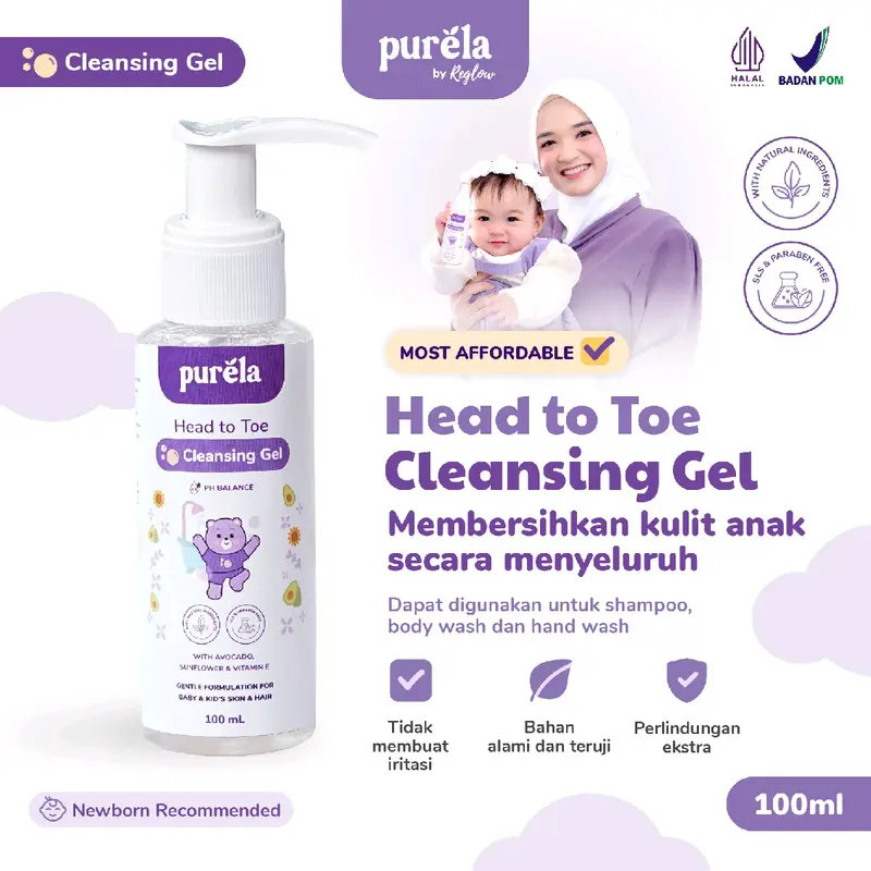 [Official] Purela Head To Toe Cleansing Gel 250ml - Menutrisi dan Membersihkan Kulit Bayi - Natural Organic 2