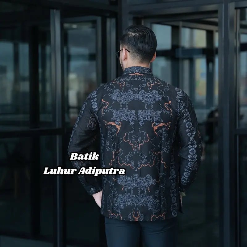 Etnik Abu Kemeja Batik Pria Lengan Panjang dan Pendek Katun Prima Premium Anak Muda S M L XL XXL 4L 5L Luhur Adiputra 3