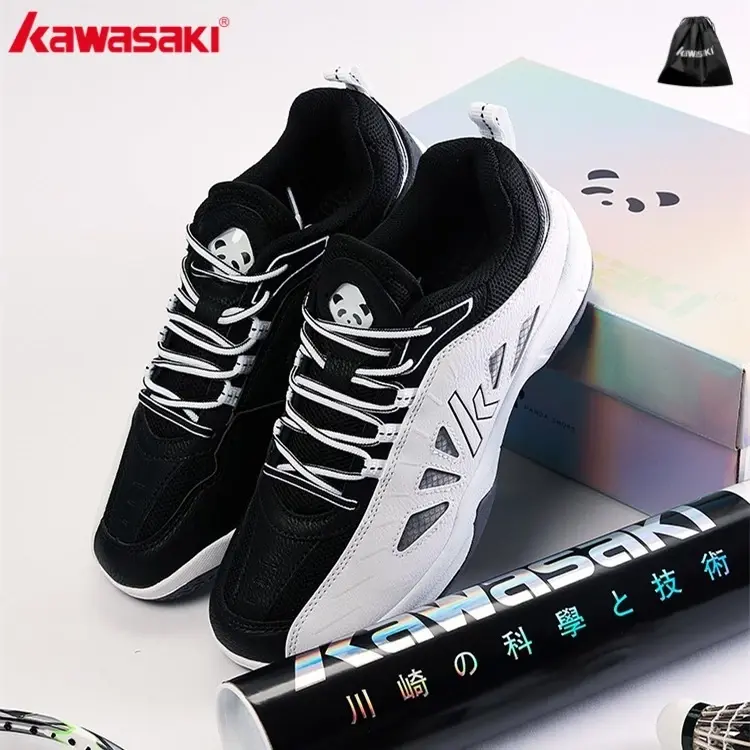 รองเท้าแบดมินตัน Kawasaki สำหรับผู้ชายและผู้หญิง แผ่นคาร์บอนมืออาชีพ ดูดซับแรงกระแทก ระบายอากาศได้ดี รองเท้ากีฬาทนทานต่อการสึกหรอ รองเท้าแพนด้า