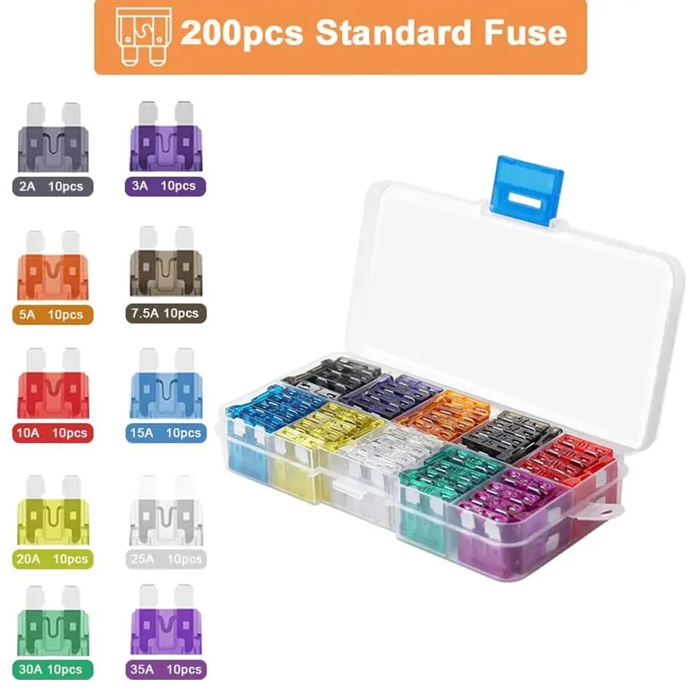 จัดส่งฟรี [เก็บเงินปลายทาง] ชุดฟิวส์รถยนต์ 200 ชิ้น มีให้เลือก 10 แบบ 15A 20A 25A 30A 35A ฟิวส์อัตโนมัติ คละลาย