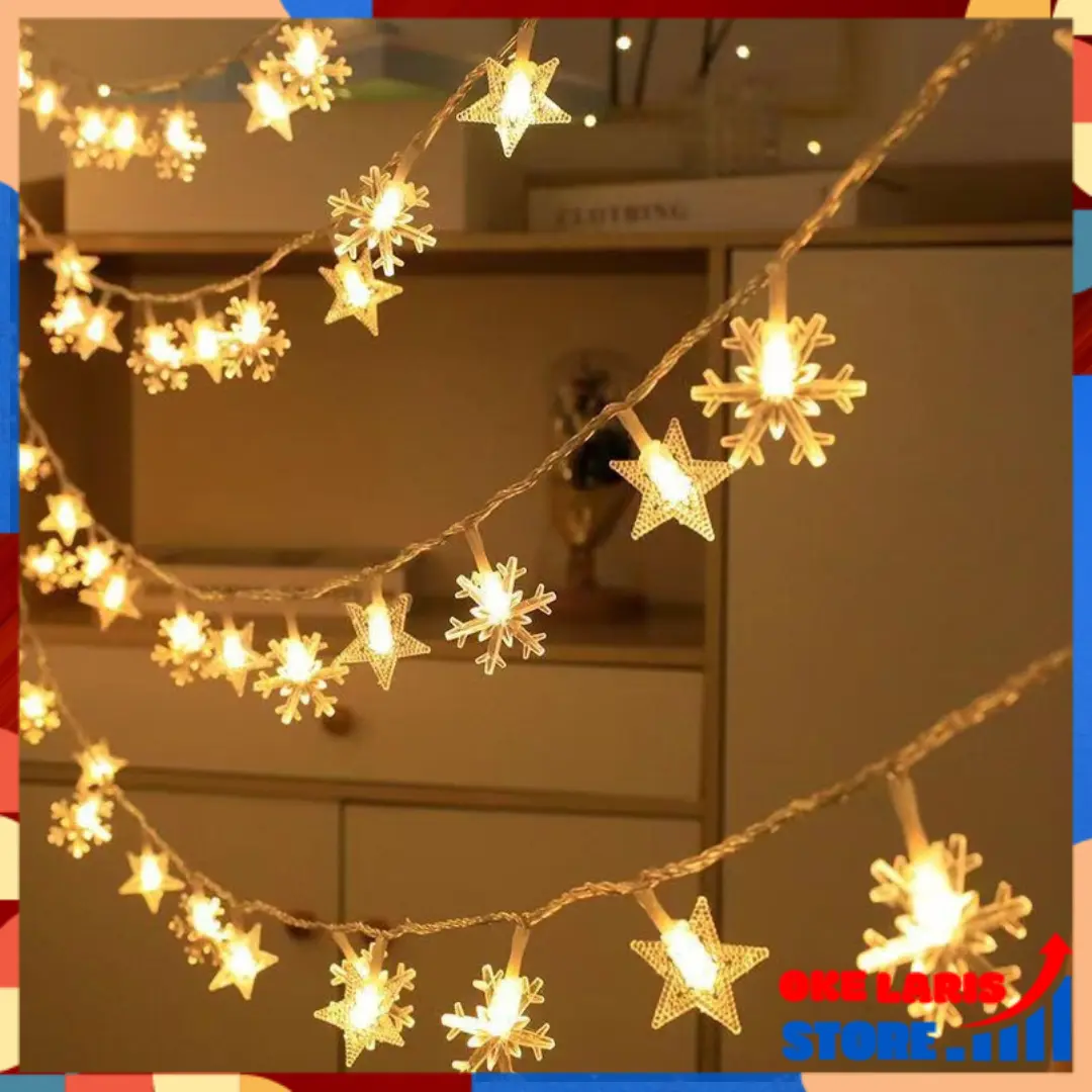 OLS (COD) Lampu Tumblr Natal Bentuk Bintang 8 Meter 42 Led Warna Warni Lampu Hias Natal Tahan Air Lampu Natal 8M 42LED Untuk Dekorasi Rumah
