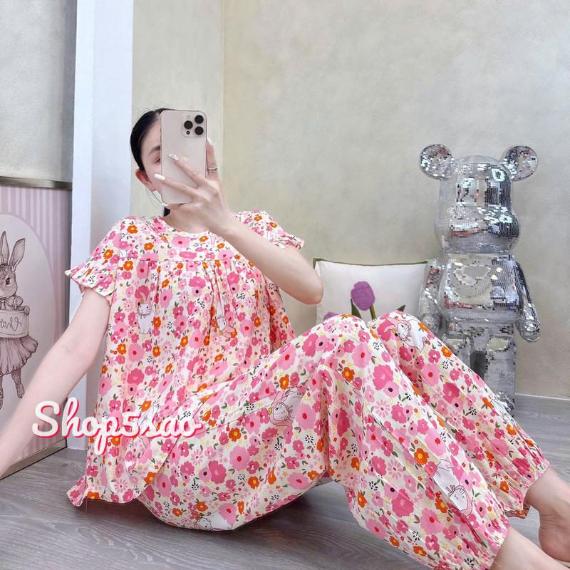 [PHOM TO] Đồ bộ tole lanh nữ mặc nhà quần dài, áo tay ngắn tole 2 da mát mịn SHOP5SAO (43-67kg)