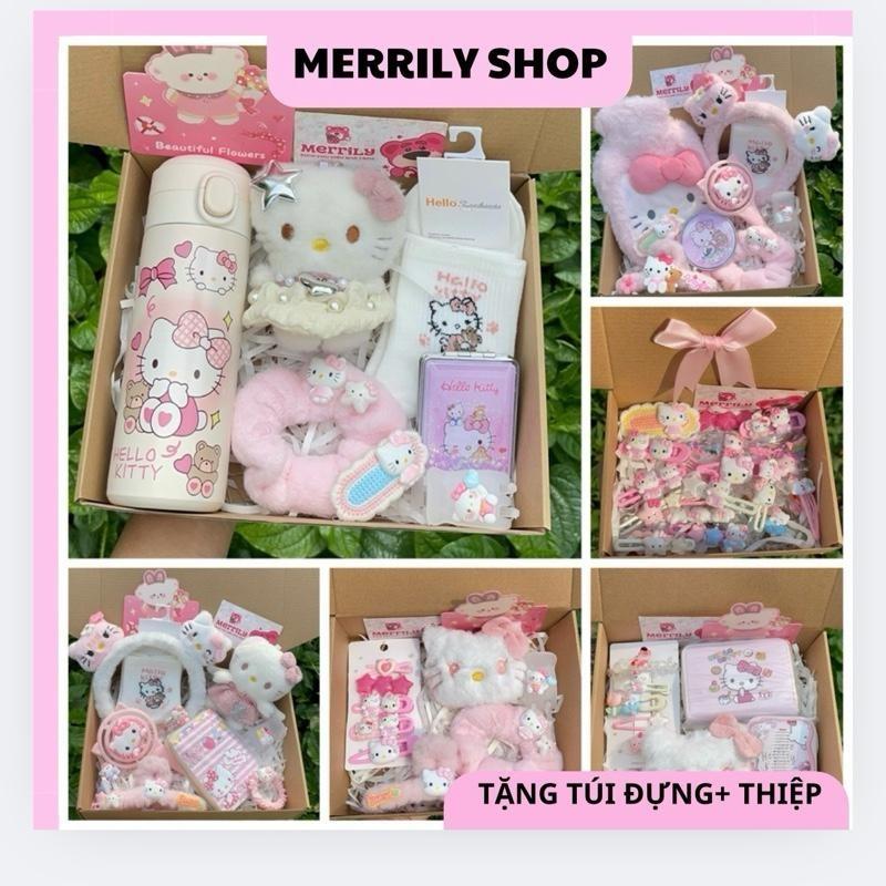Tặng túi đựng Hộp quà tặng phụ kiện quạt móc khoá hello kitty tặng bé gái bạn nữ.