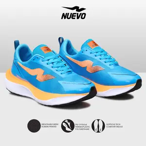 NUEVO - Sepatu Running Pria Ringan Wilmax Biru Oren Sepatu Olahraga Lari Jogging Outdoor Ringan