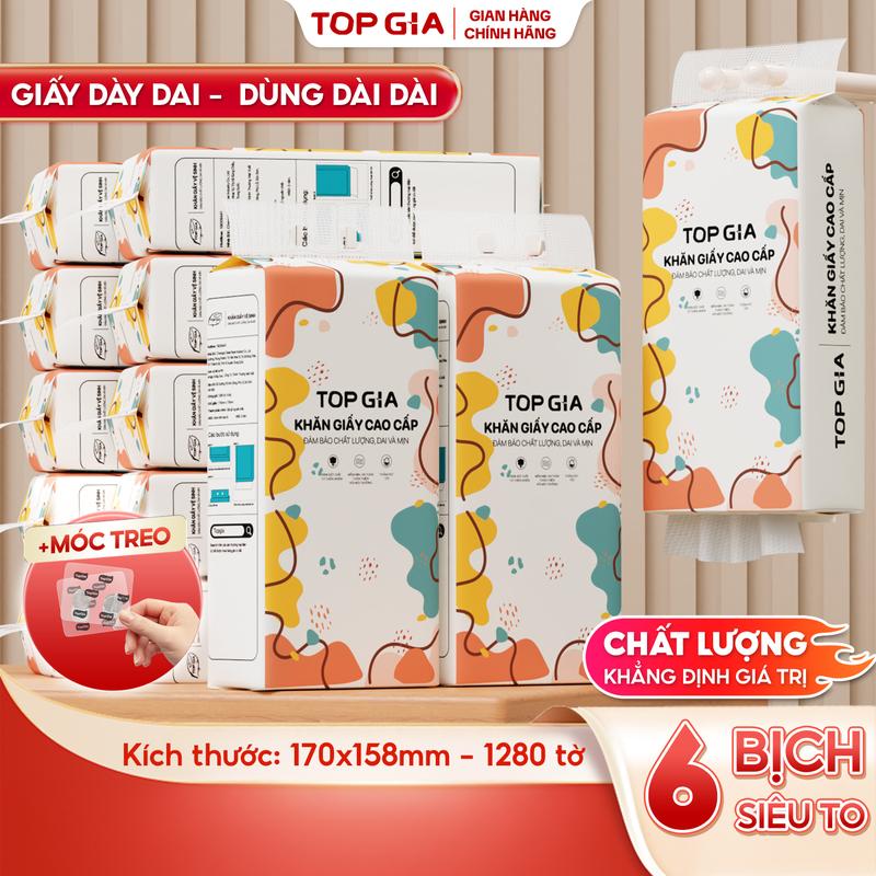 SIZE XL- PREMIUM COMBO 6 bịch khăn giấy CỠ ĐẠI đa sắc treo tường mua 1 tặng móc treo tường Giấy Ăn rút an toàn lành tính Giấy Vệ Sinh giấy rút đa năng treo tường DS