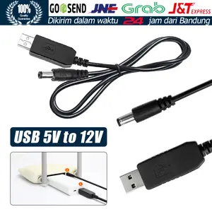 Kabel Konverter DC USB 5V Ke 12V / Converter Cable USB 5V To 12V / Step-up Power Module Untuk Wifi Router Lampu LED Kamera CCTV Dan Perangkat Lainnya Elektronik Hitam