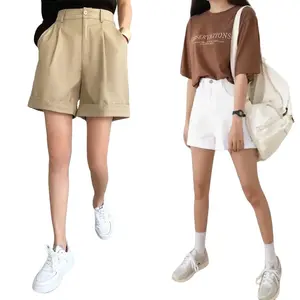 Arjaz Shop - Celana pendek hotpants wanita Korean Style terbaru Kancing Kantong Nyaman ritsleting Shorts Katun Tebal Karet Salur Melar oversize