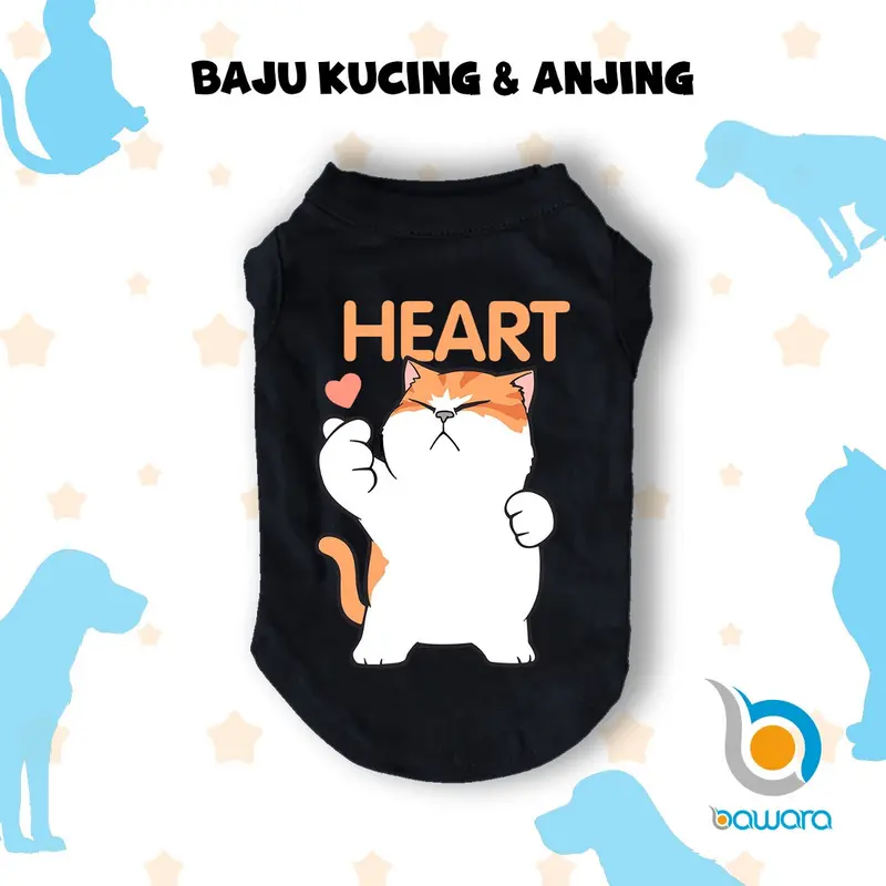 Baju Kucing Anjing Kelinci Monyet Lucu Murah Aksesoris Hewan Kecil Motif Gambar Kucing Saranghae - Wawoye Store 1