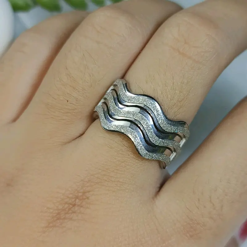 Eta 010 Cincin Aksesoris Fashion Warna Silver titanium 4