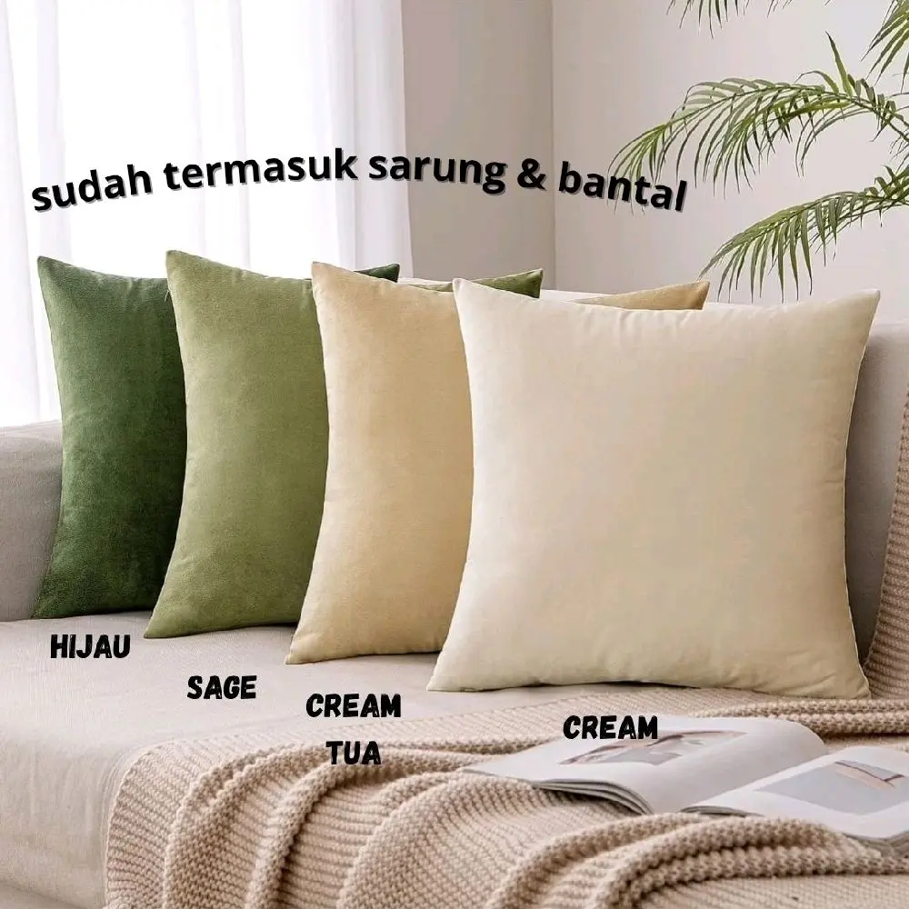 Bantal sofa termasuk sarung bantal sofa polos Suede 50x50 40x40 45x45 60x60 30x30 BAHAN TEBAL PREMIUM RESLETING JEPANG Dekorasi Kursi