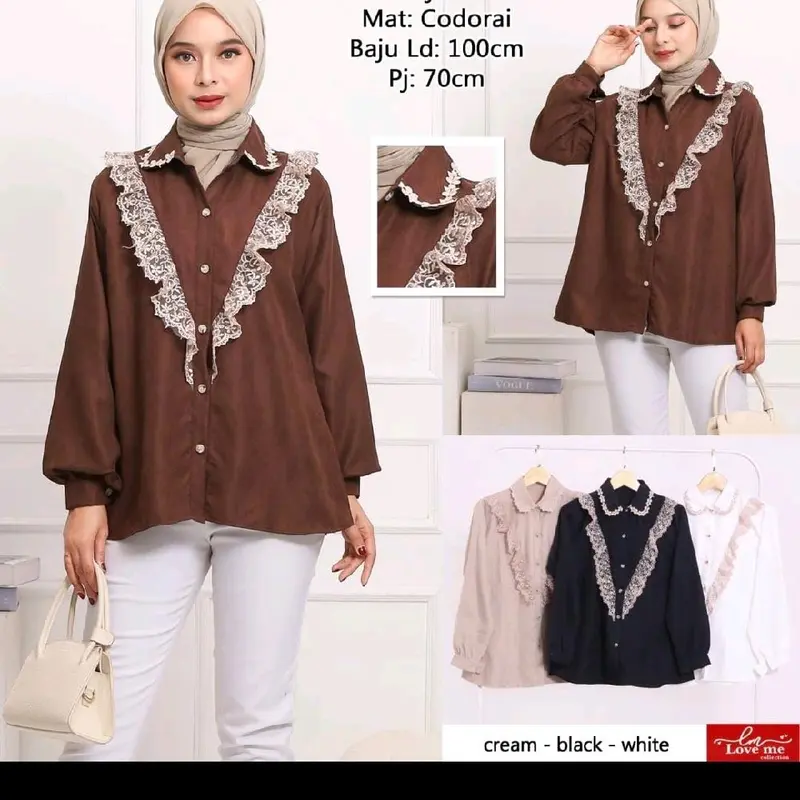 Safriani lhokseumawe Atasan koderay kakya wanita kekinian quality premium lengan panjang katun  Kerah Muslim Formal Oversize Nyaman Dewasa 0