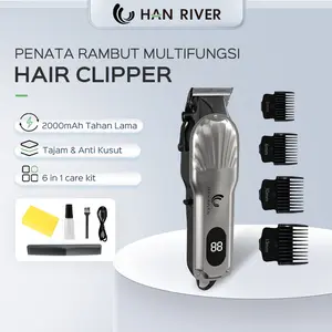 HAN RIVER Alat Cukur Kumis Dan Jenggot 6IN1 Cukur Rambut Elektrik Type-C Rambut Jenggot 2000mAh