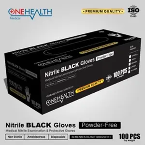 Sarung Tangan Nitrile Onehealth HITAM Per Box isi 100pcs Cleaning
