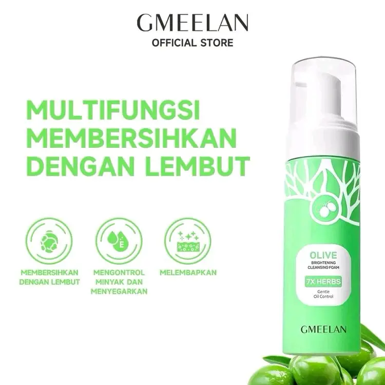 GMEELAN Pembersih Wajah Brightening Cleansing Foam Gmeelan Olive 150ml - Facial, Membersihkan, Berminyak