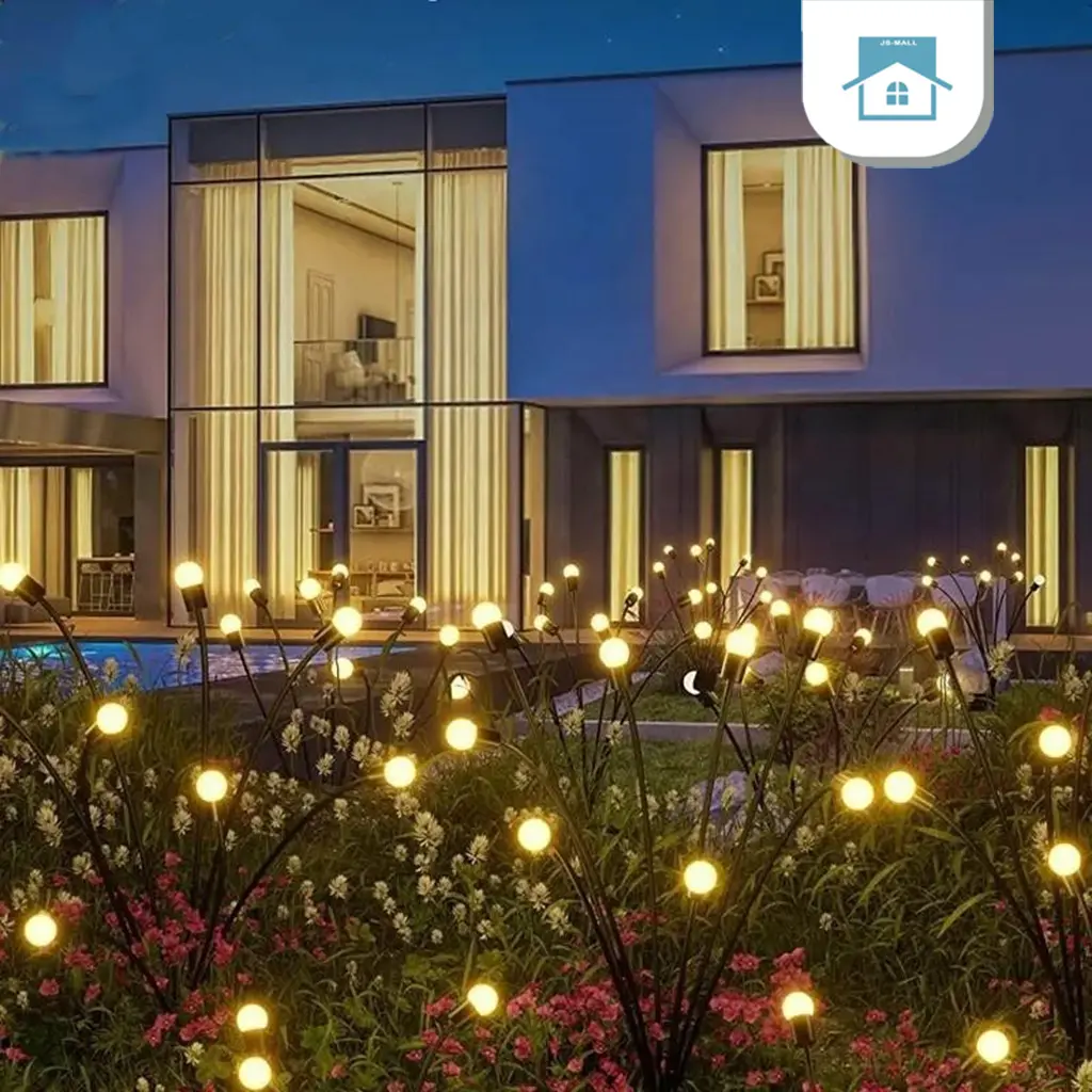 Led Solar Firefly Light Outdoor Waterproof Stake Lamp Starburst Garden Lights Swaying Luces Decoration Flower