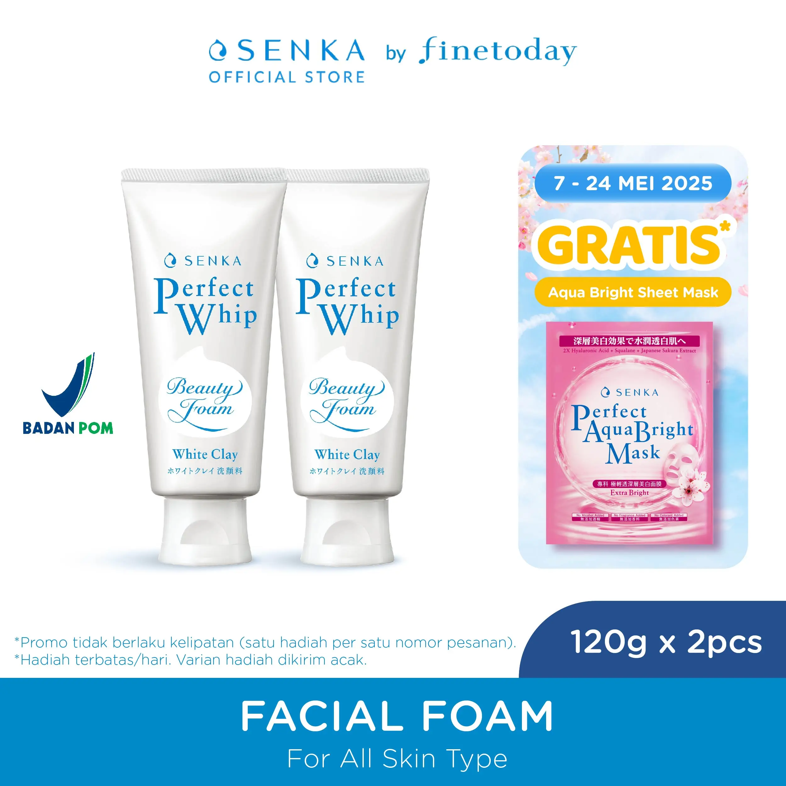 [TWINPACK] SENKA - Perfect White Clay Facial Foam From Japan 120g Dengan Double Hyaluronic Acid dapat Membersihkan Kotoran di Wajah