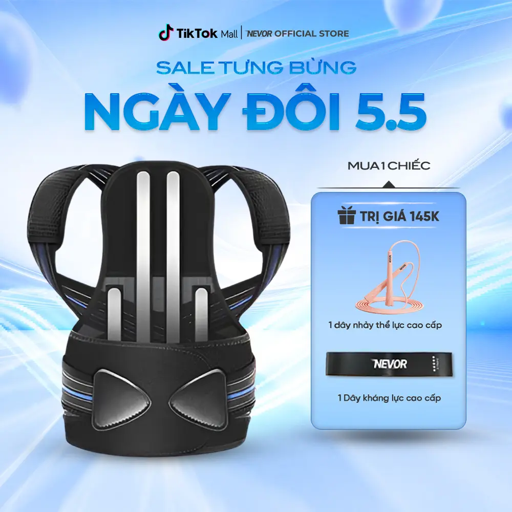 Đai Tư Thế Lưng Cao Cấp NEVOR DCG04 Hỗ Trợ Chống Gù Toàn Diện 4 Thanh Hợp Kim Hỗ Trợ Lưng Công Thái Học