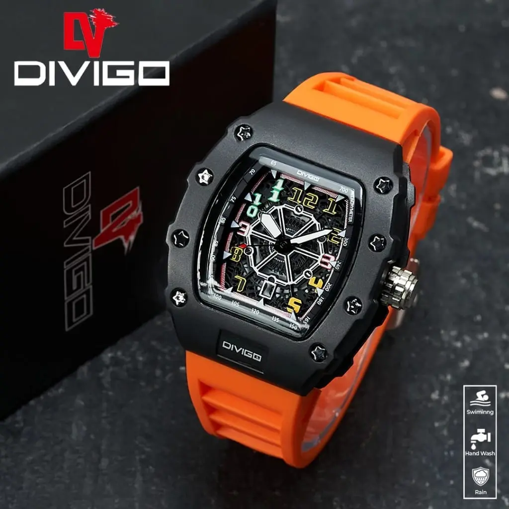 Jam tangan Divigo RM DV-2303 Analog Sport Tahan Air Strab Rubber Tanggal Aktif