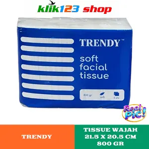 TISSUE WAJAH TRENDY | 800 GR | 2 PLY | 20,5 x 21,5 CM | EKONOMIS | TISSUE HALUS & LEMBUT UNTUK WAJAH | TISU WAJAH BERKUALITAS | PER LEMBAR TEBAL, TIDAK MUDAH ROBEK | KEMASAN BESAR HEMAT